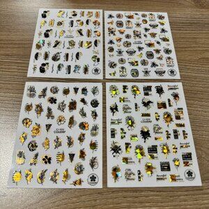 3D Nail Art Stickers! Holographic Gold Black Flowers, Love, Bee, Honey Designs